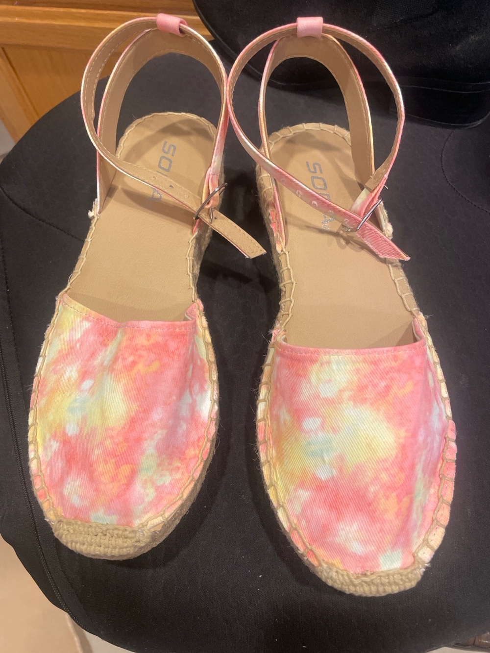 Tie-Dye Espadrille Ankle-Strap Sandals - Pink